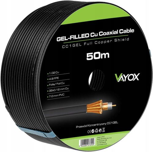  Antenski kabel Vayox CC1-50GEL črn 50 m