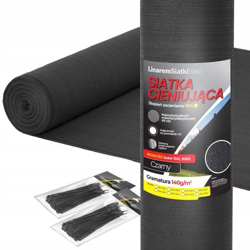 Senčna mreža Linarem SiatkiSieci 140g 1,5m x 50m Črna 90% UV Ograja