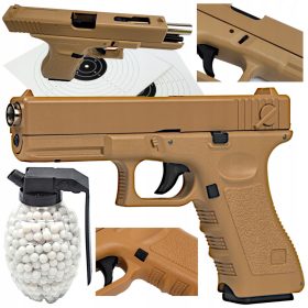   GLOCK 17 Airsoft replika BB pištole vojaška različica 6mm + granata + ščiti