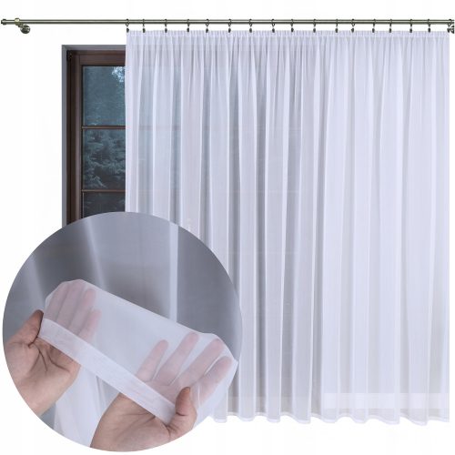 Elegantni beli voal zavesa s trakom 300 cm x 260 cm
