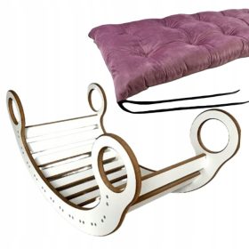 Drevesna gugalnica Montessori + roza blazina