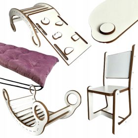   Gugalnik za uravnoteženje Montessori + Roza Blazina + Stenska Stol Namizni SET