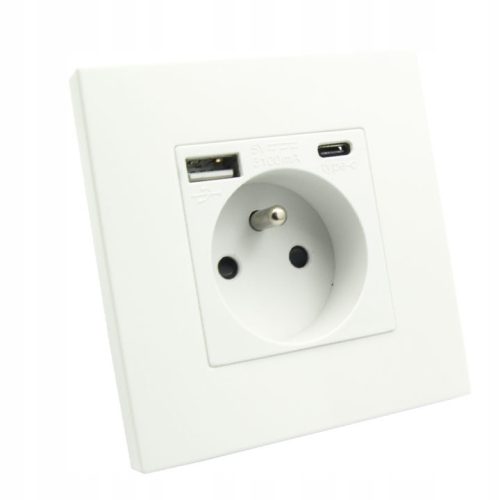 Električna vtičnica z USB A&C hitro polnjenje, B-Line, bela