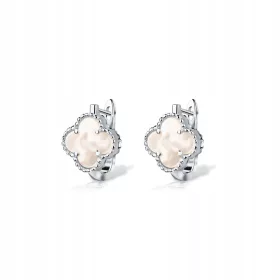  Uhani iz belega srebra v obliki deteljice