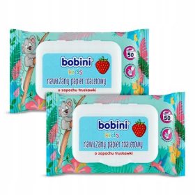   BOBINI KIDS Vlažilni toaletni papir za otroke s vonjem jagode, 2x 50 kosov