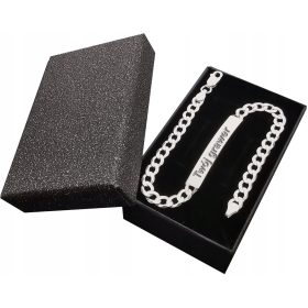    Moška srebrna oklepna zapestnica 5.0 z gravirano ploščico