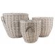 Kos za rože iz pletene košare, sivi naravni odtenek, primeren za dracena palme v dnevni sobi, 3 kosi