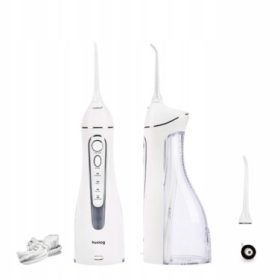   Zobni irigator Huslog, brezžični, 4 načini, 2 šobi, beli, 150ml
