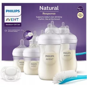   PHILIPS Komplet stekleničk Avent Natural SCD838/11 + platnena plenica Babymam, bela