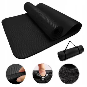   MATA ZA VADBO YOGA FITNESS ZVEZDA DEBELA ČRNA GIMNASTIČNA 183x61x1,5