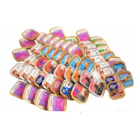   Komplet za mačke mešanica mokre hrane različnih znamk in okusov po odlični ceni (34 kosov)