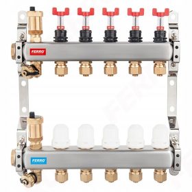FERRO razdelilnik inox 1" SN-RZP08S 8 obw