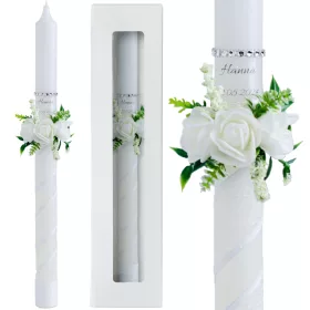   Slovenian Name: Prvoobhajilna sveča s personalizirano dekoracijo in cvetličnim vzorcem SK-1