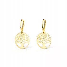  Pozlačeni viseči uhani drevesce sreče