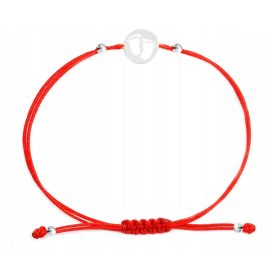 Srebrna zapestnica na vrvici s stopali za mamice. 925