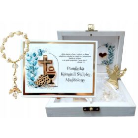 Beli spominek obhajilo z rožnim vencem in angelčkom SET