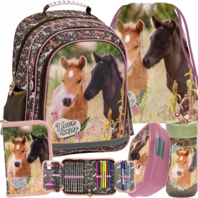   olski nahrbtnik Derform z več predelki, bela, odtenki rjave in bež, odtenki roza, odtenki zelene, odtenki rumene in zlate, večbarvno