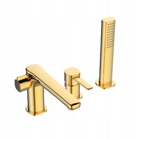   GLAMOUR ZLATA stojeca kopalna pipa s tušem, 3 luknje, kopalna kad