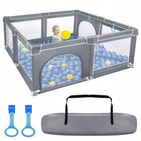   Varnostna ograja za otroško igrišče Aufun v temno sivi barvi, dimenzije 150x180x68 cm