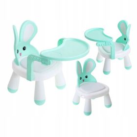 STOLČEK ZA HRANJENJE Z MIZO IN IGRO, MINT, 2v1