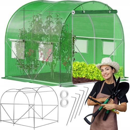 Tunel vrtni rastlinjak Springos® UV-4 140gsm 200 x 200 cm zelen