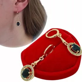    Viseči zlati uhani Elipsa, črni, elegantni, ženski antialergijski