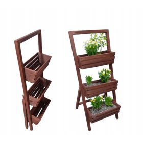   Drevesni stojalo za rože na 3 nivoje - eleganten cvetlični stojalo