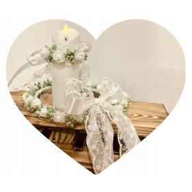   Obhajilni venček, venček za prvo obhajilo, belo-zeleni obhajilni venček