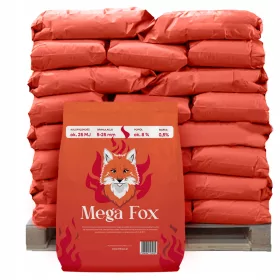   Optimized name: Premium Ekogroszek Mega Fox v vrečah

Optimized description: 
Premijski ekogroszek Mega Fox je vrhunski izdelek z velikostjo frakcije 5-25 mm, ki se hitro vžge in doseže ustrezno tempe