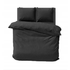 Posteljnina ADAMAS 200x220 s črnimi črtami, 100% BOMBAŽ