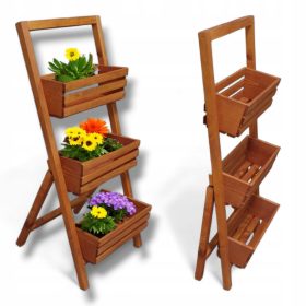   Stojalo za rože iz lesa na 3 nivoje - eleganten cvetlični stojalo