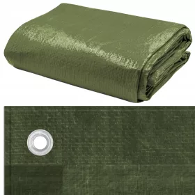   Zeleno Polietilensko Ponjavo 8x12m, 90g/m2 z Ojačanimi Robovi