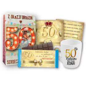   Unikatni komplet čokoladna skodelica torbica darilo za 50. rojstni dan za žensko