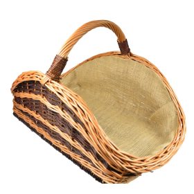 Kos za drva iz pletenega večbarvnega lesa