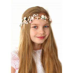 Nežni, živahni belo-rožnati obhajilni venček