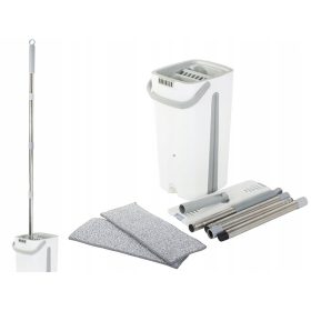   Mop za čiščenje podov z dvema komorama, wrtljivim ploščatim glavnikom in vedrom