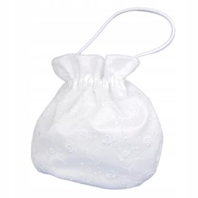   Eleganten komunijalni satenasti vreček iz čipke za deklico - torbica