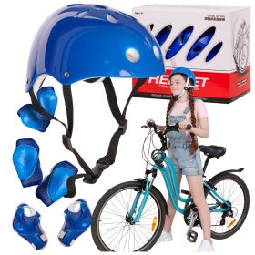   Varovalni komplet za otroke na rolkah in rolki s modrim kaskom in ščitniki