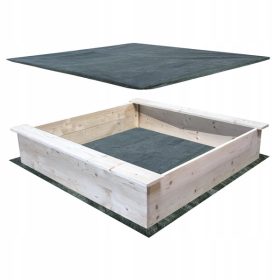 Lesena vrtna peskovnica 118x118x22, 2 ponjavi