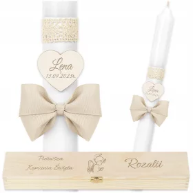 Sveča za prvo obhajilo v leseni škatli s graviranjem