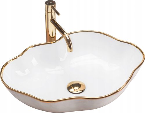 Umywalka Asimetrična Pearl Gold Edge REA