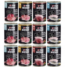 Mešanica okusov hrane za pse Pan Mięsko 12x400g
