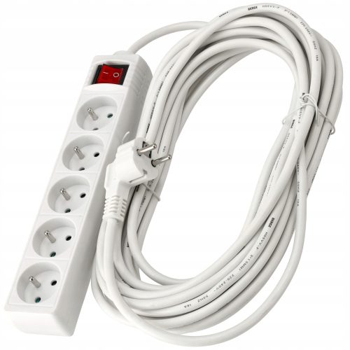 Podaljšek z 5 gnezdi, 10m, 3680W, 3*1,5mm2, s stikalom