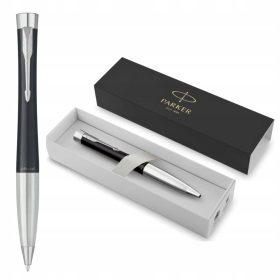Parker Urban Muted Black črni s kromiranim zaključkom