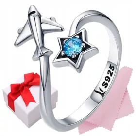 Srebrni prstan z zračnim letalom s925 + škatla