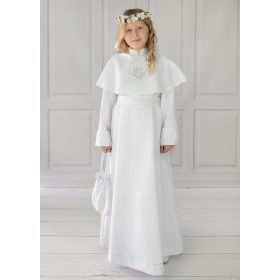 Alba komunijna za deklico s srebrno obrobo po meri