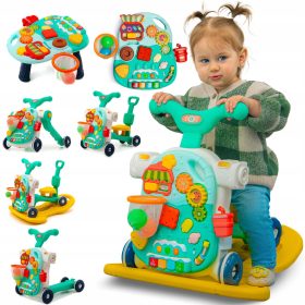    KOLO POTISKALNI KONJ GUGALNI KONJIČ SKUTER JAHALNA DESKA UČNA MIZA 5 V 1 ZELENA