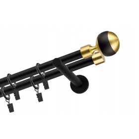    DVOJNA KOVINSKA KARNIZA 19+19MM MAT ČRNA MAT 200cm SET VZORCEV