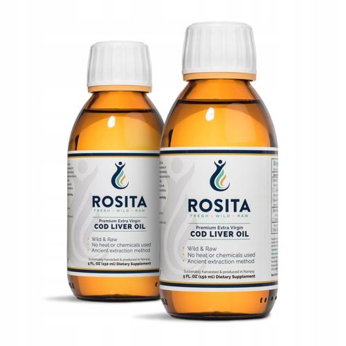 Dvojni komplet surovega trana iz jeter polenovke Rosita EVCLO, 150 ml