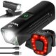 Vayox Super Bright LED Bicycle Light Set with USB-C Rechargeable Batteries